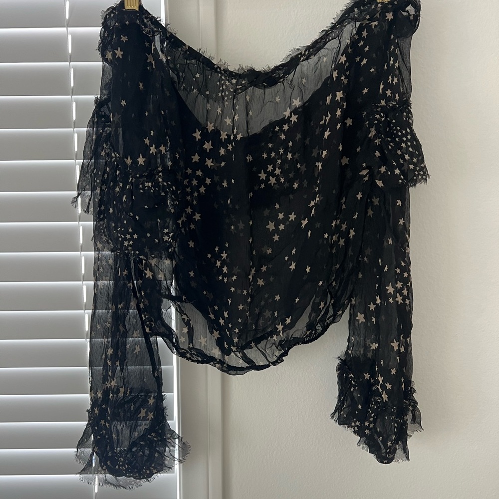 LoveShackFancy Ruffle Popover Top in Star Print Size S - Picture 5 of 5